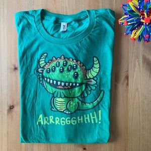 NWOT Green Tee: Black Beast of Argh Monty Python